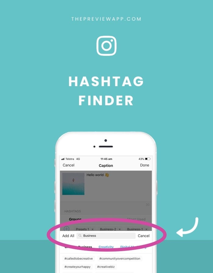 Instagram Hashtag Finder in Preview App