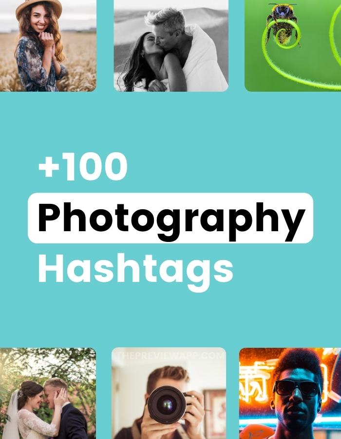 +100 Instagram photography hashtags in Preview app (phone + desktop computer)